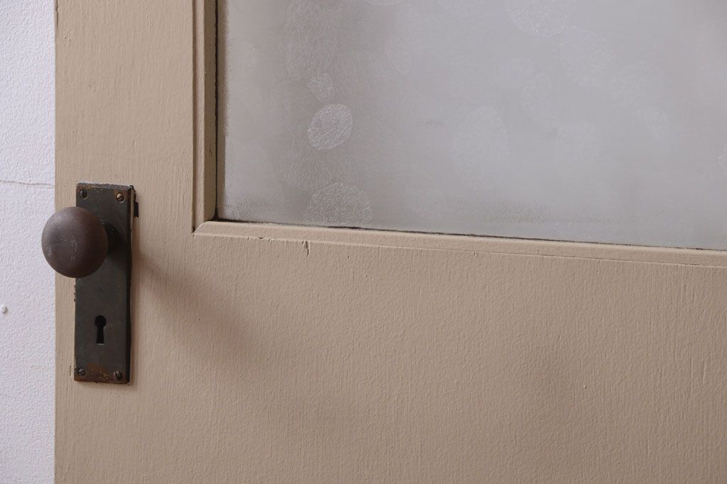 昭和レトロ　このはガラス入り!ビンテージペイントドア(扉)(2)