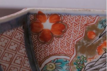 アンティーク雑貨　アンティーク　江戸期　色絵染付八角深鉢2点(伊万里皿)