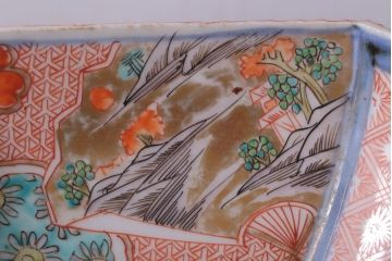 アンティーク雑貨　アンティーク　江戸期　色絵染付八角深鉢2点(伊万里皿)