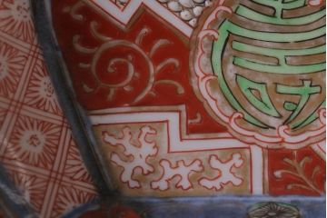 アンティーク雑貨　アンティーク　江戸期　色絵染付八角深鉢2点(伊万里皿)