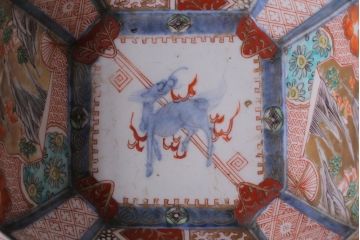 アンティーク雑貨　アンティーク　江戸期　色絵染付八角深鉢2点(伊万里皿)