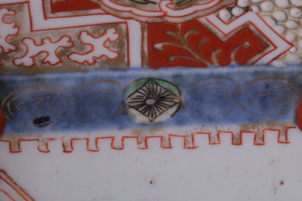 アンティーク雑貨　アンティーク　江戸期　色絵染付八角深鉢2点(伊万里皿)