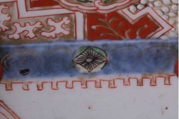 アンティーク雑貨　アンティーク　江戸期　色絵染付八角深鉢2点(伊万里皿)