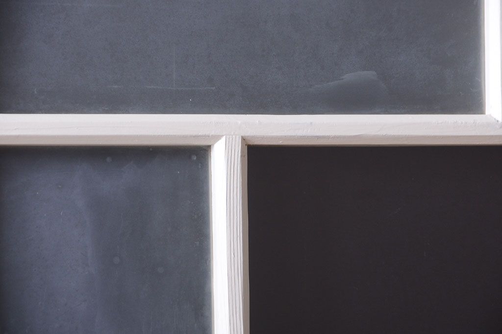 アンティーク　すりガラス入り!ホワイトペイントのガラス引き戸2枚セット