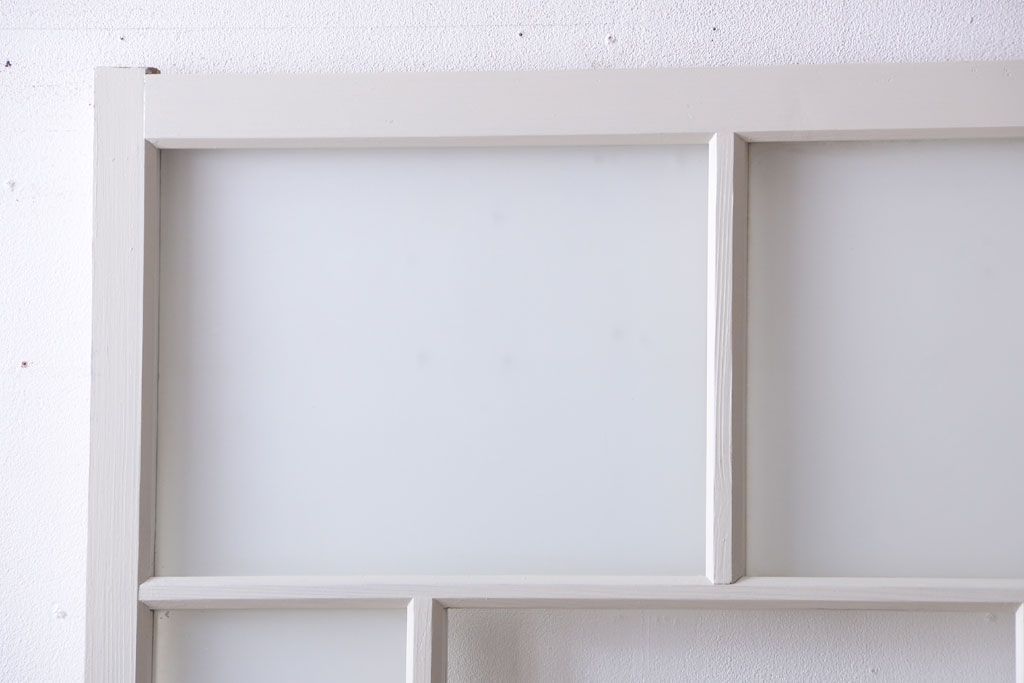 アンティーク　すりガラス入り!ホワイトペイントのガラス引き戸2枚セット