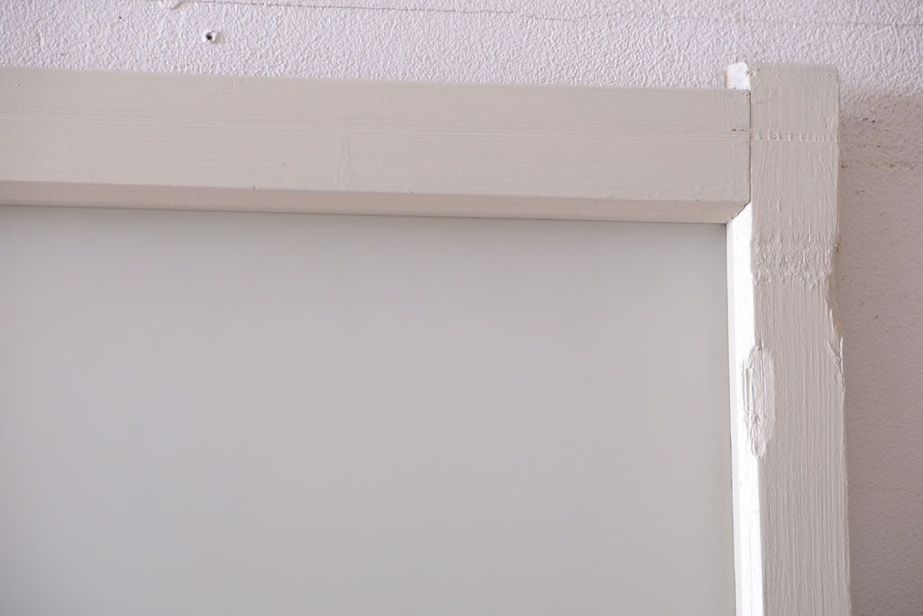 アンティーク　すりガラス入り!ホワイトペイントのガラス引き戸2枚セット