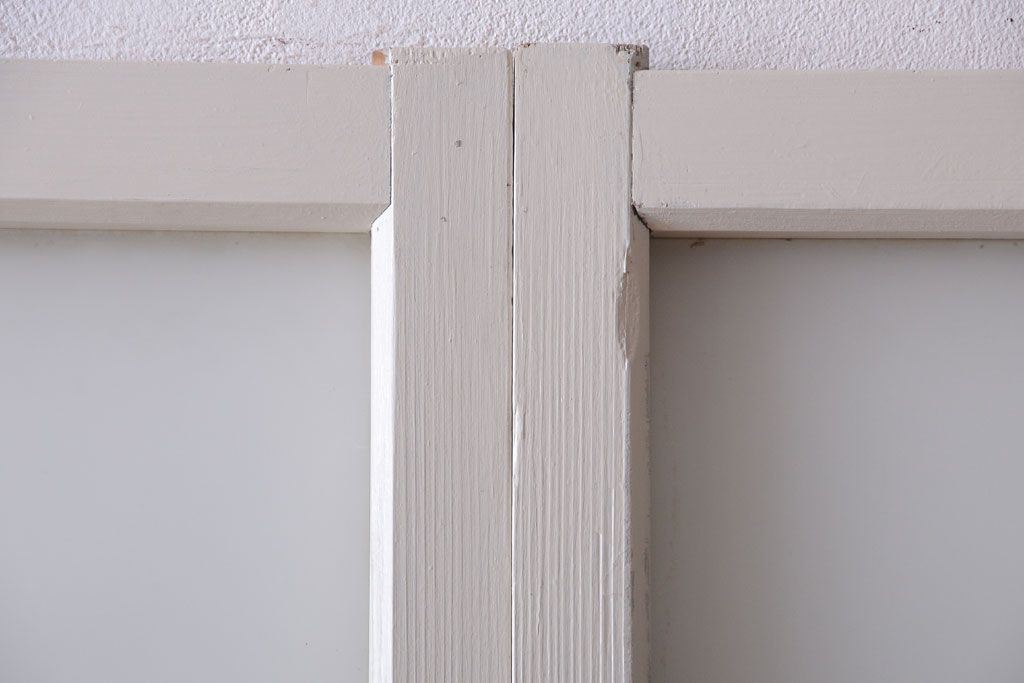 アンティーク　すりガラス入り!ホワイトペイントのガラス引き戸2枚セット