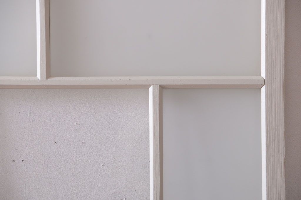 アンティーク　すりガラス入り!ホワイトペイントのガラス引き戸2枚セット