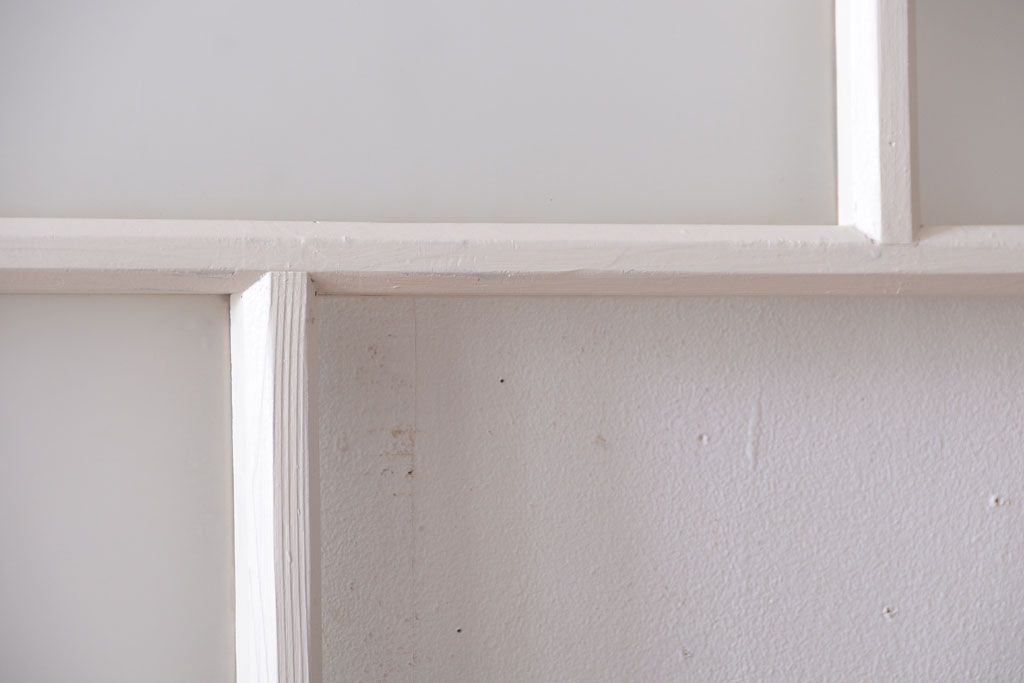 アンティーク　すりガラス入り!ホワイトペイントのガラス引き戸2枚セット