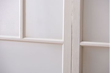 アンティーク　すりガラス入り!ホワイトペイントのガラス引き戸2枚セット