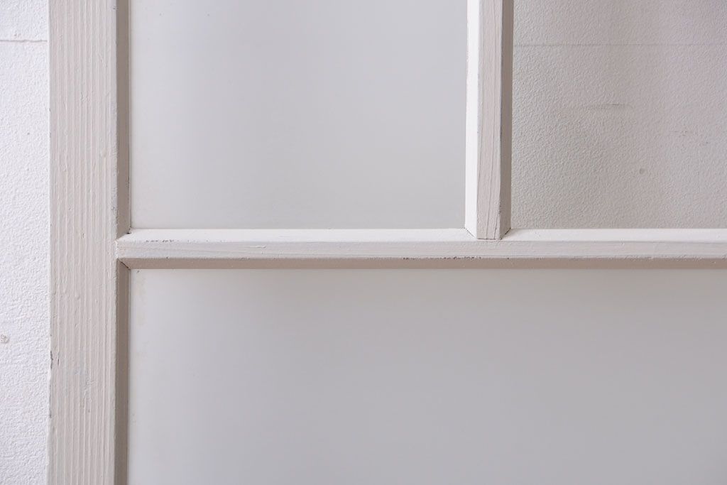 アンティーク　すりガラス入り!ホワイトペイントのガラス引き戸2枚セット