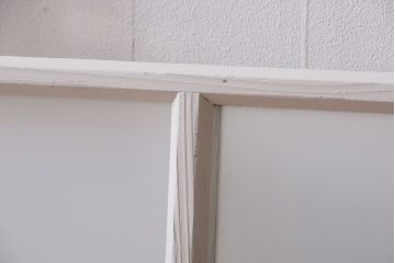 アンティーク　すりガラス入り!ホワイトペイントのガラス引き戸2枚セット