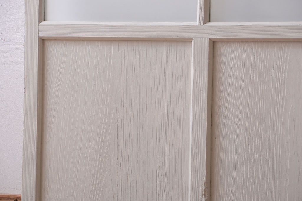 アンティーク　すりガラス入り!ホワイトペイントのガラス引き戸2枚セット