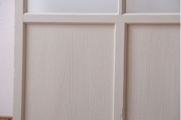 アンティーク　すりガラス入り!ホワイトペイントのガラス引き戸2枚セット