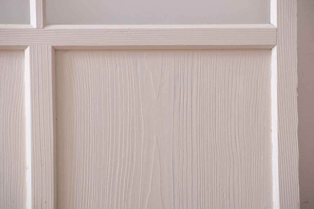 アンティーク　すりガラス入り!ホワイトペイントのガラス引き戸2枚セット