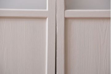 アンティーク　すりガラス入り!ホワイトペイントのガラス引き戸2枚セット