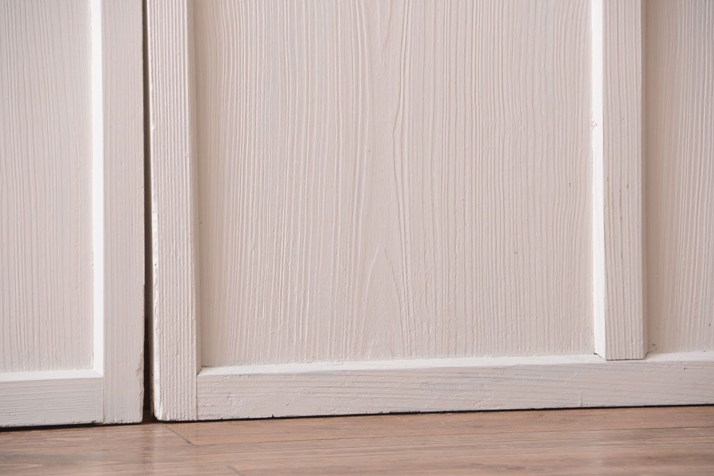 アンティーク　すりガラス入り!ホワイトペイントのガラス引き戸2枚セット