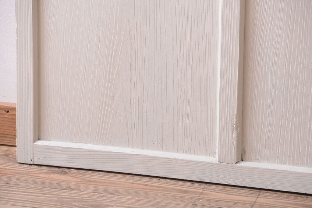 アンティーク　すりガラス入り!ホワイトペイントのガラス引き戸2枚セット