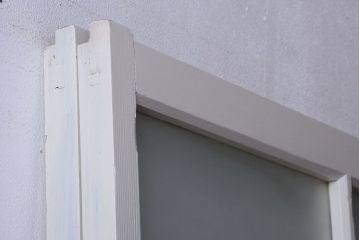 アンティーク　すりガラス入り!ホワイトペイントのガラス引き戸2枚セット