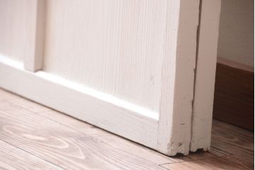 アンティーク　すりガラス入り!ホワイトペイントのガラス引き戸2枚セット