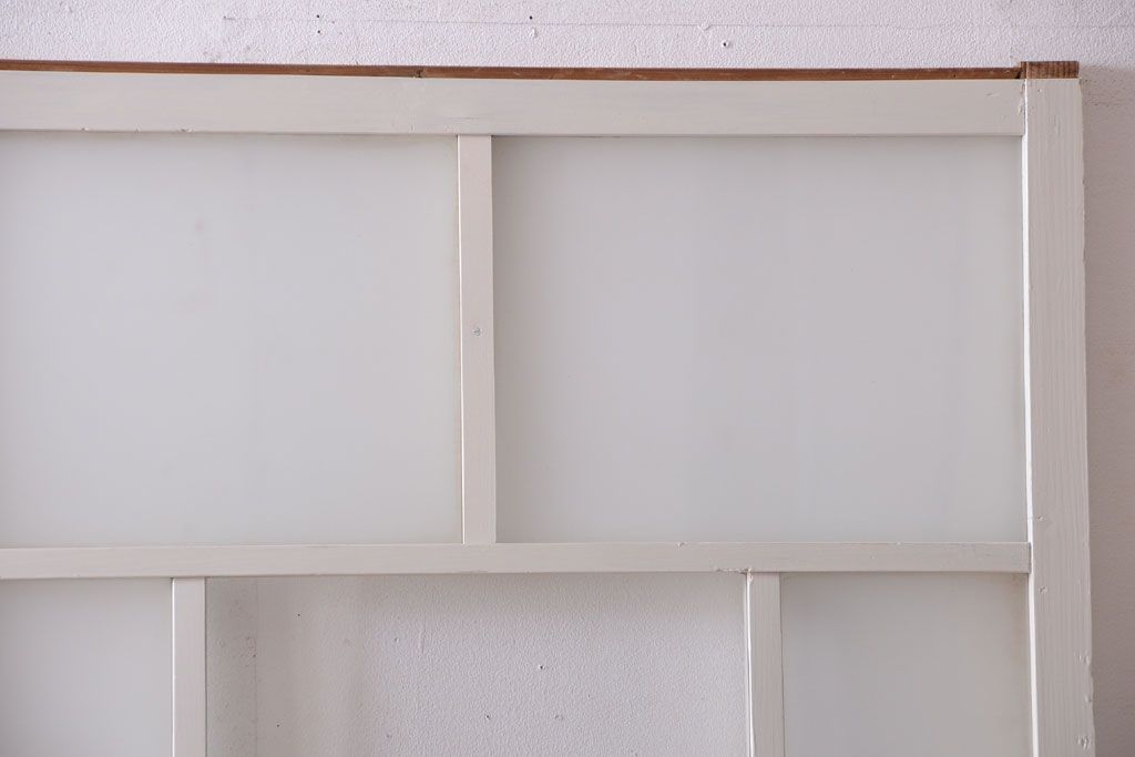 アンティーク　すりガラス入り!ホワイトペイントのガラス引き戸2枚セット