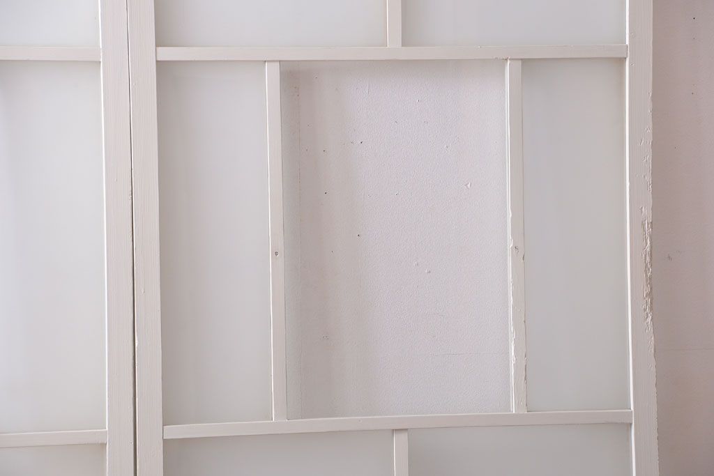 アンティーク　すりガラス入り!ホワイトペイントのガラス引き戸2枚セット