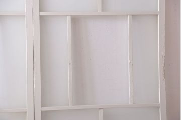 アンティーク　すりガラス入り!ホワイトペイントのガラス引き戸2枚セット