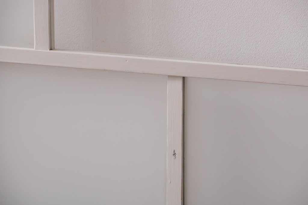 アンティーク　すりガラス入り!ホワイトペイントのガラス引き戸2枚セット