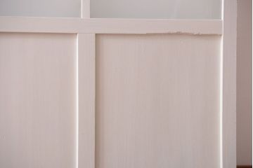 アンティーク　すりガラス入り!ホワイトペイントのガラス引き戸2枚セット
