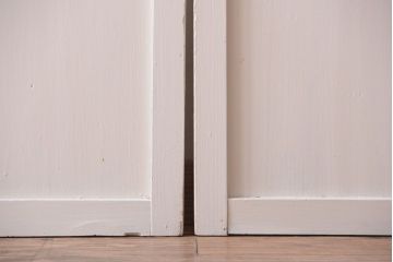 アンティーク　すりガラス入り!ホワイトペイントのガラス引き戸2枚セット