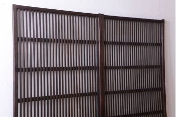 古民具・骨董　明治〜大正期　裏ガラス入り!アンティーク格子戸2枚セット