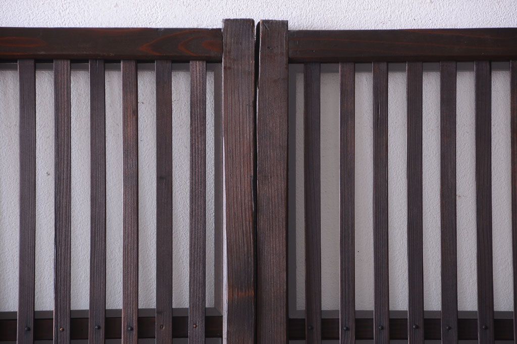 古民具・骨董　明治〜大正期　裏ガラス入り!アンティーク格子戸2枚セット
