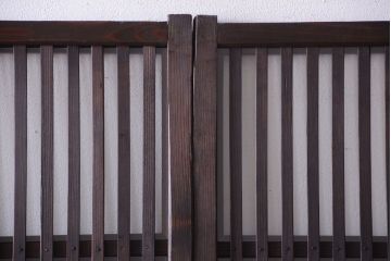 古民具・骨董　明治〜大正期　裏ガラス入り!アンティーク格子戸2枚セット