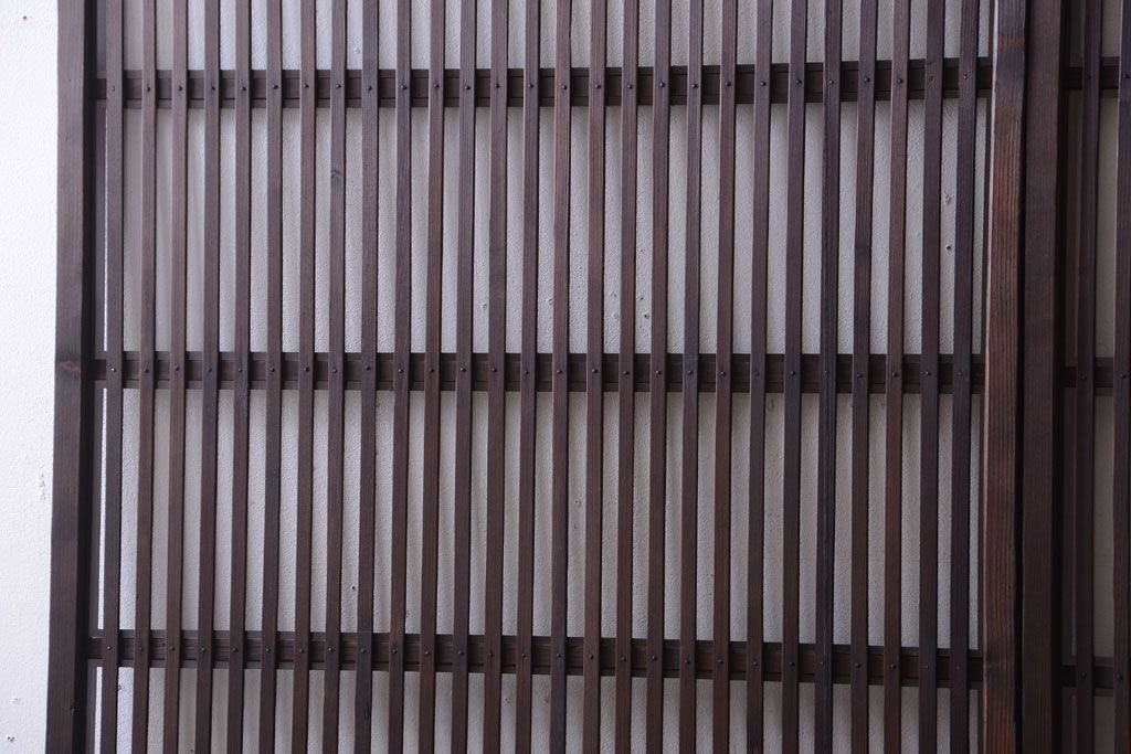 古民具・骨董　明治〜大正期　裏ガラス入り!アンティーク格子戸2枚セット