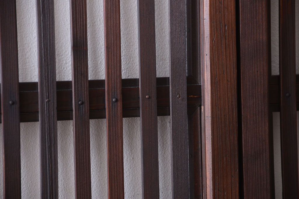 古民具・骨董　明治〜大正期　裏ガラス入り!アンティーク格子戸2枚セット