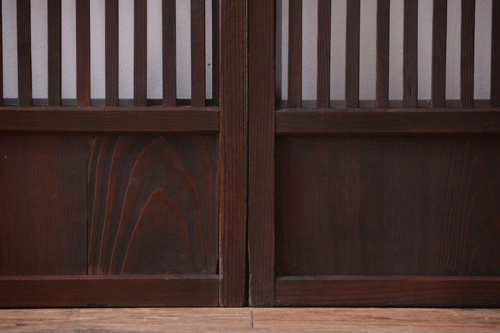 古民具・骨董　明治〜大正期　裏ガラス入り!アンティーク格子戸2枚セット