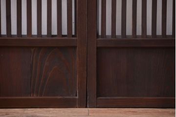 古民具・骨董　明治〜大正期　裏ガラス入り!アンティーク格子戸2枚セット