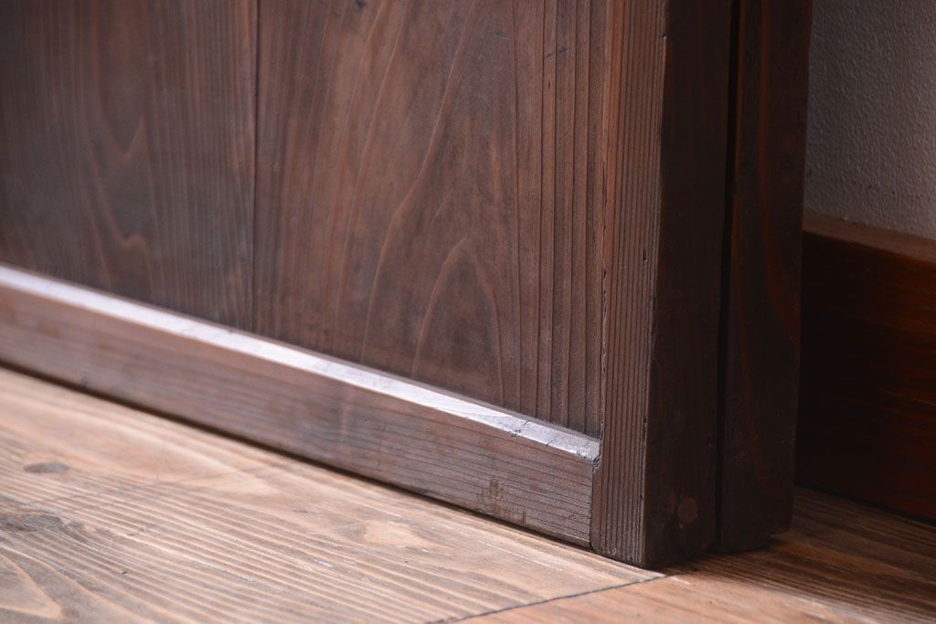 古民具・骨董　明治〜大正期　裏ガラス入り!アンティーク格子戸2枚セット