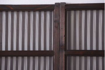 古民具・骨董　明治〜大正期　裏ガラス入り!アンティーク格子戸2枚セット