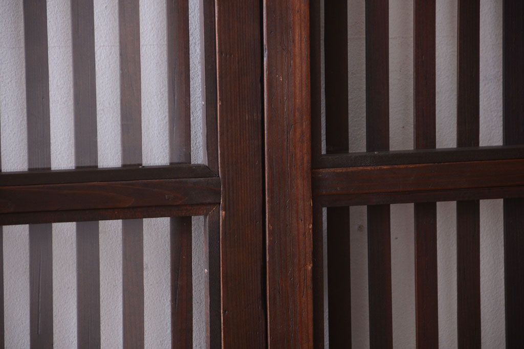 古民具・骨董　明治〜大正期　裏ガラス入り!アンティーク格子戸2枚セット