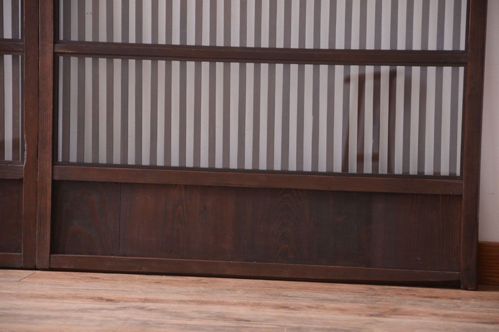 古民具・骨董　明治〜大正期　裏ガラス入り!アンティーク格子戸2枚セット