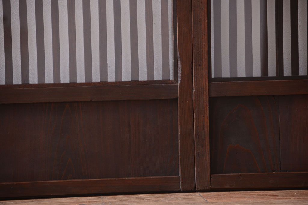 古民具・骨董　明治〜大正期　裏ガラス入り!アンティーク格子戸2枚セット