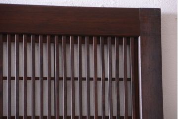 古民具・骨董　裏障子付き!モールガラス帯のアンティーク格子戸