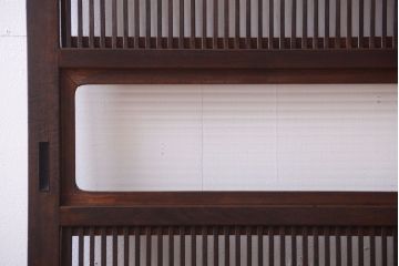古民具・骨董　裏障子付き!モールガラス帯のアンティーク格子戸