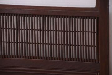 古民具・骨董　裏障子付き!モールガラス帯のアンティーク格子戸