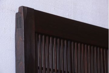 古民具・骨董　裏障子付き!モールガラス帯のアンティーク格子戸