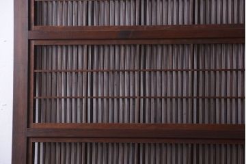 古民具・骨董　裏障子付き!モールガラス帯のアンティーク格子戸