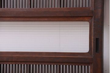 古民具・骨董　裏障子付き!モールガラス帯のアンティーク格子戸