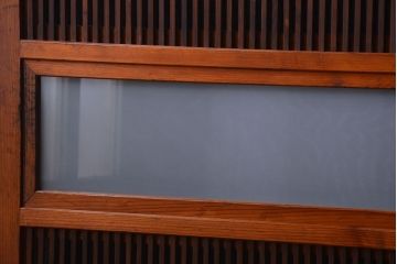 和製アンティーク　裏ガラス入り!すりガラス帯の格子戸4枚セット