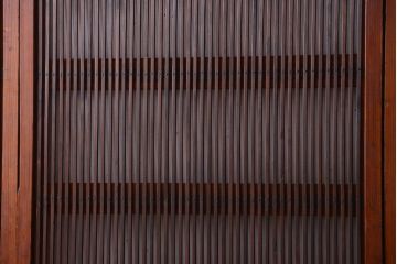 和製アンティーク　裏ガラス入り!すりガラス帯の格子戸4枚セット